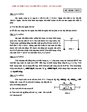 2 Đề thi vào Lớp 10 THPT chuyên Long An môn Vật lý - Năm học 2014-2015
